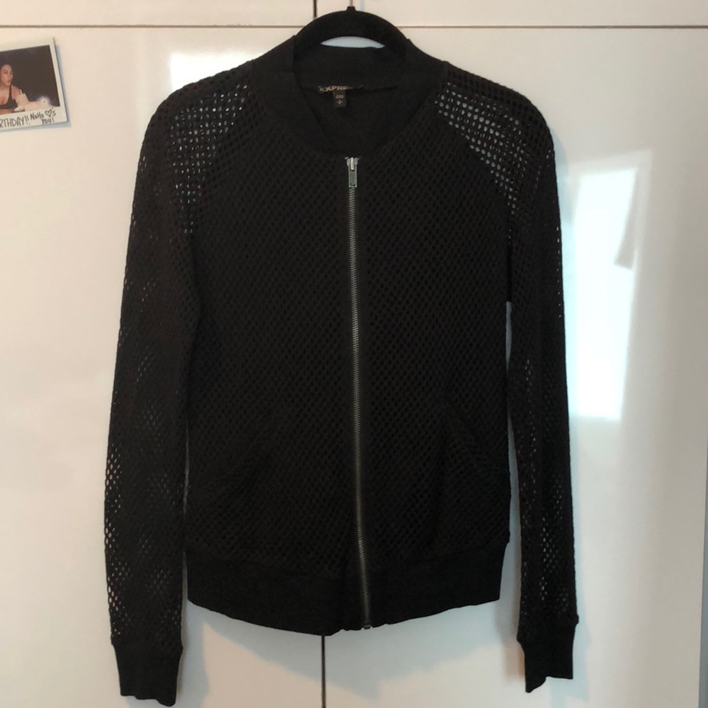 Super cute fishnet thin bomber jacket from Express
